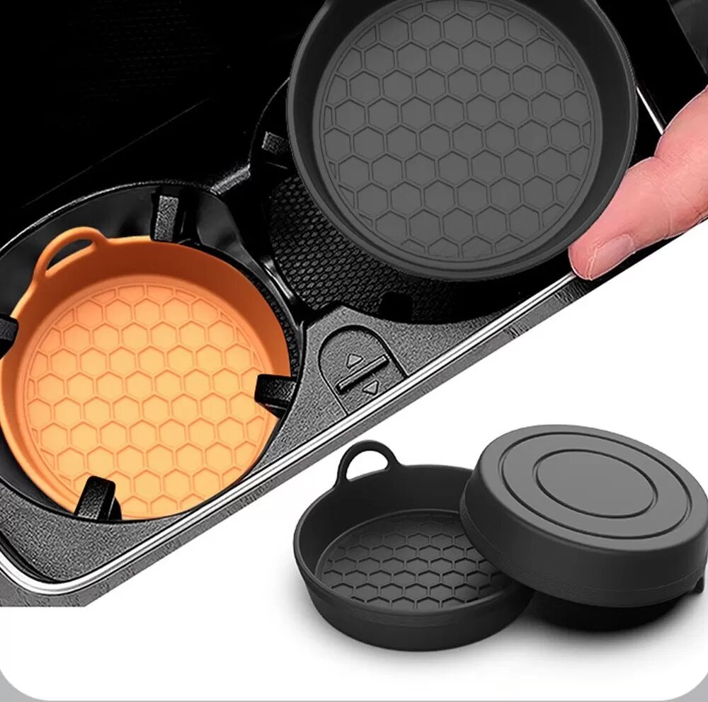 INF 2er-Pack Silikon Auto Getränkehalter Untersetzer - Schwarze Anti-Rutsch Auto Pad