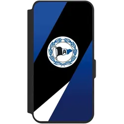 Nivocase Klapphülle für Samsung Galaxy S24 Handyhülle aus Kunst Leder NIVOflip schwarz Arminia Bielefeld (Samsung Galaxy S24), Smartphone Hülle, Schwarz