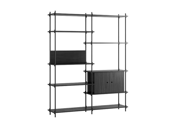 MOEBE Shelving System Regal mit Schrank Black, 163x200x35 cm, S.200.2.C