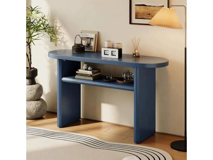 LEUBDIBR Moderne Massivkiefer Konsole Tisch für Eingang, Flur und Vorraum Massivkieferholz, natürliche Maserung, moderne Eingangsdekoration, stabiler Unterbau(Blue,100cm/39.4in)