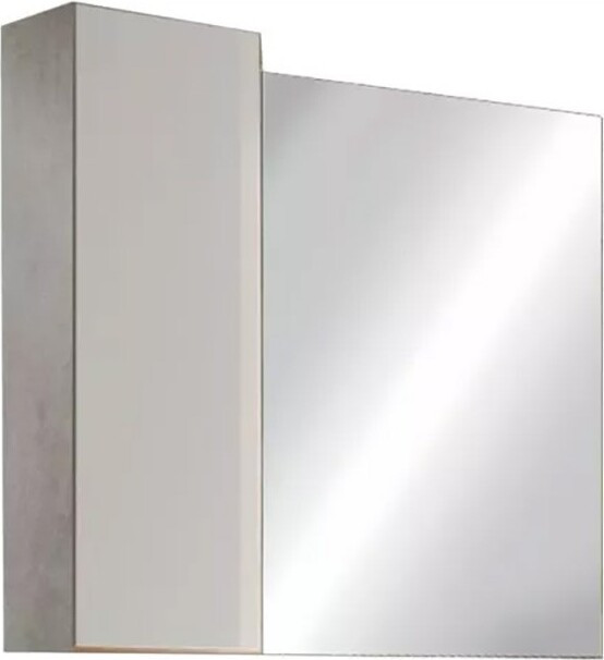 BURA Miroir met opbergruimte, glanzend wit en betonkleur, B/D/H: 78 x 75 cm