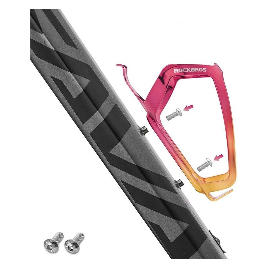 Rockbros Koszyk na bidon RKL02 aluminiowy - czerwono-złoty (5907769390425)