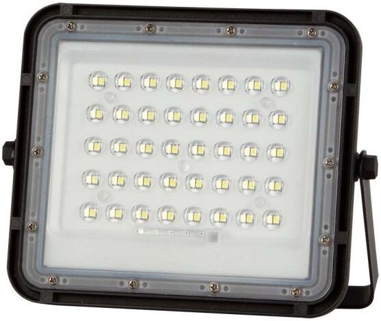 V-Tac Vt-80w Faro Led Nero Con Pannello Solare 10w E Telecomando Led Proiettore Con Batteria Sostituibile 4000k 3m Cavo - 7824