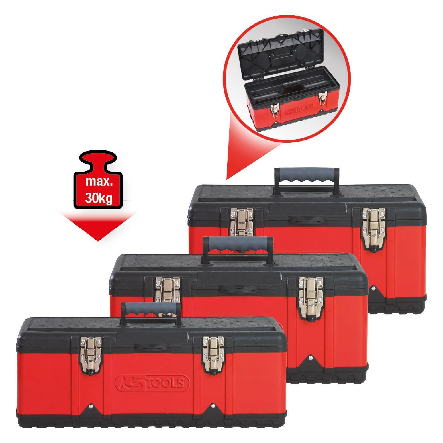 KS Tools Kunststoff-Stahlblech-Werkzeugkisten-Satz, Traglast 30 kg, 3 Teile (3 Teile) (850.0360)