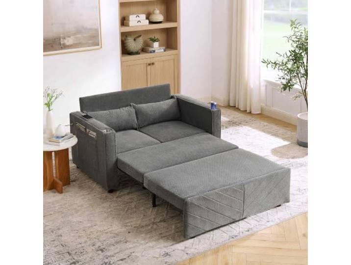 QQJIN 3-In-1 Schlafsofa 2-Sitzer,Polyester,USB Schiebe-Design 190x85x80CM 2-Sitzer Sofa mit Schlaffunktion, Klappsofa, Schlafcouch Für Gästezimmer, Wohnzimmer, Büro, Mittagsschlaf