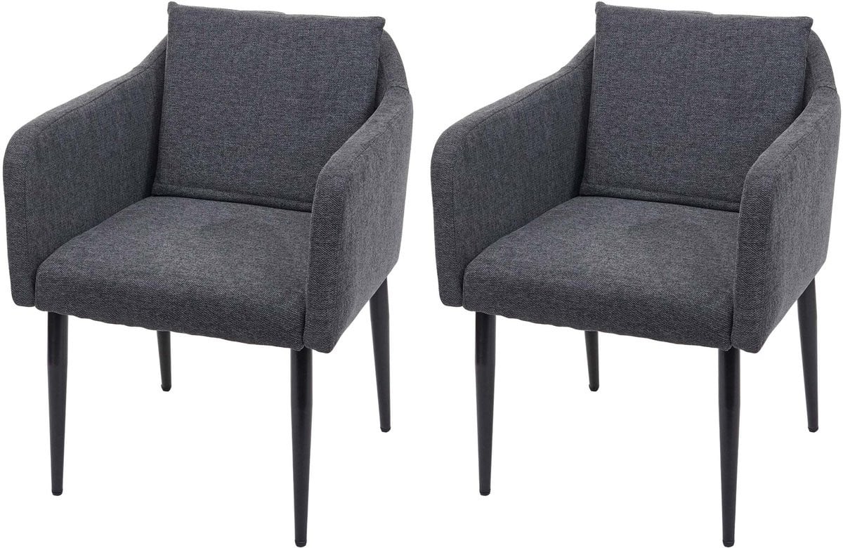 Set van 2 eetkamerstoelen MCW-H93 fauteuil in donkergrijs textiel