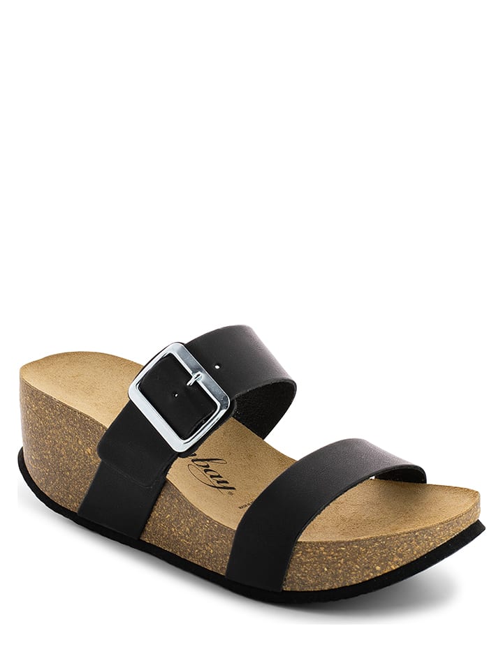 Sunbay Leder-Keilpantoletten "Ana" in Schwarz - 37
