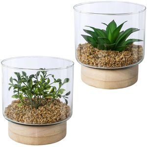 Creativ-green Kunstpflanze Sukkulenten-Mix, im Topf, Höhe 12,5 cm, 2 Stück