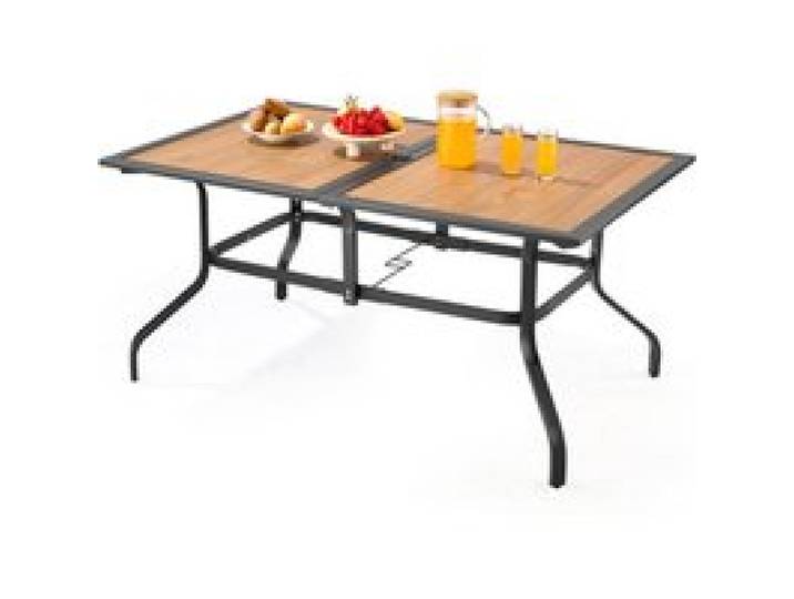 VEVOR Terrassentisch Gartentisch Balkontisch (1505 x 960 x 725 mm) aus Kohlenstoffstahl + DPC-Platte, Esstisch für Hof Terrasse Garten Veranda, wasserfest, mit 35 mm Schirmloch, 68,04 kg Tragkraft
