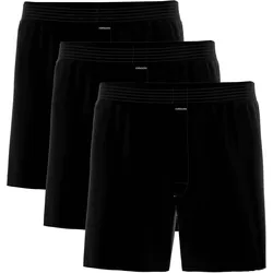 AMMANN Herren Boxershorts 3er Pack - Jersey Boxershorts Basic Cotton, lockerer Schnitt, Baumwolle Schwarz / L