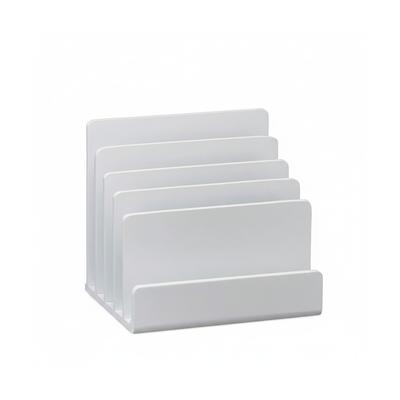 Relaxdays Dokumentenhalter Bambus, Briefablage, 5 Fächer Ordnungssystem, Schreibtisch Organizer HBT 23x24,5x20,5cm, weiß