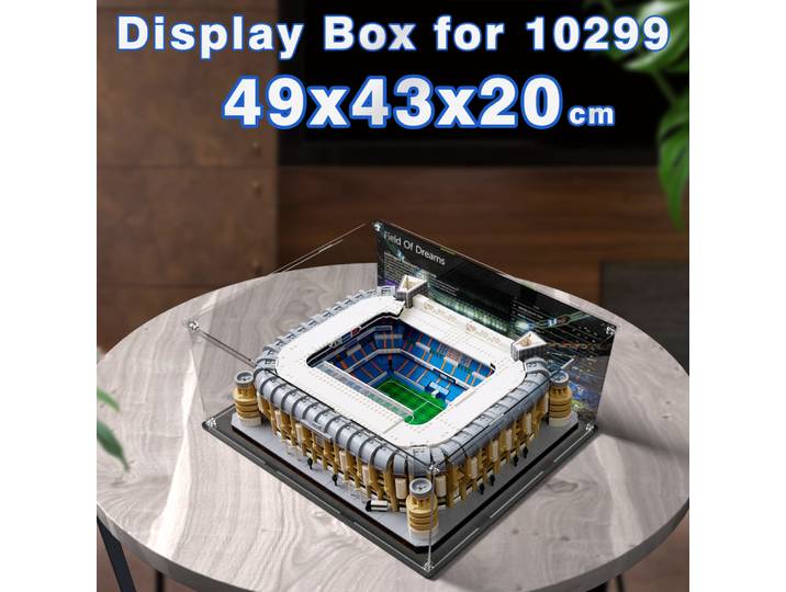 Vitrine transparente en acrylique pour stade Santiago Bernabéu, vitrine anti-poussière pour briques Lego 10299