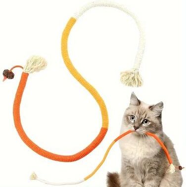 Uplift Treasures Durable Cat Teething Rope Toy orange 23.6 In