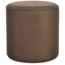 Pouf Olesya aus Waben-Stoff, modern gepolstert, rund, Farbe Tierra, Ø 42 cm