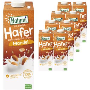 Natumi Haferdrink aus deutschem Hafer, Mandel, BIO, ohne Zuckerzusatz, je 1 Liter, 8 Stück