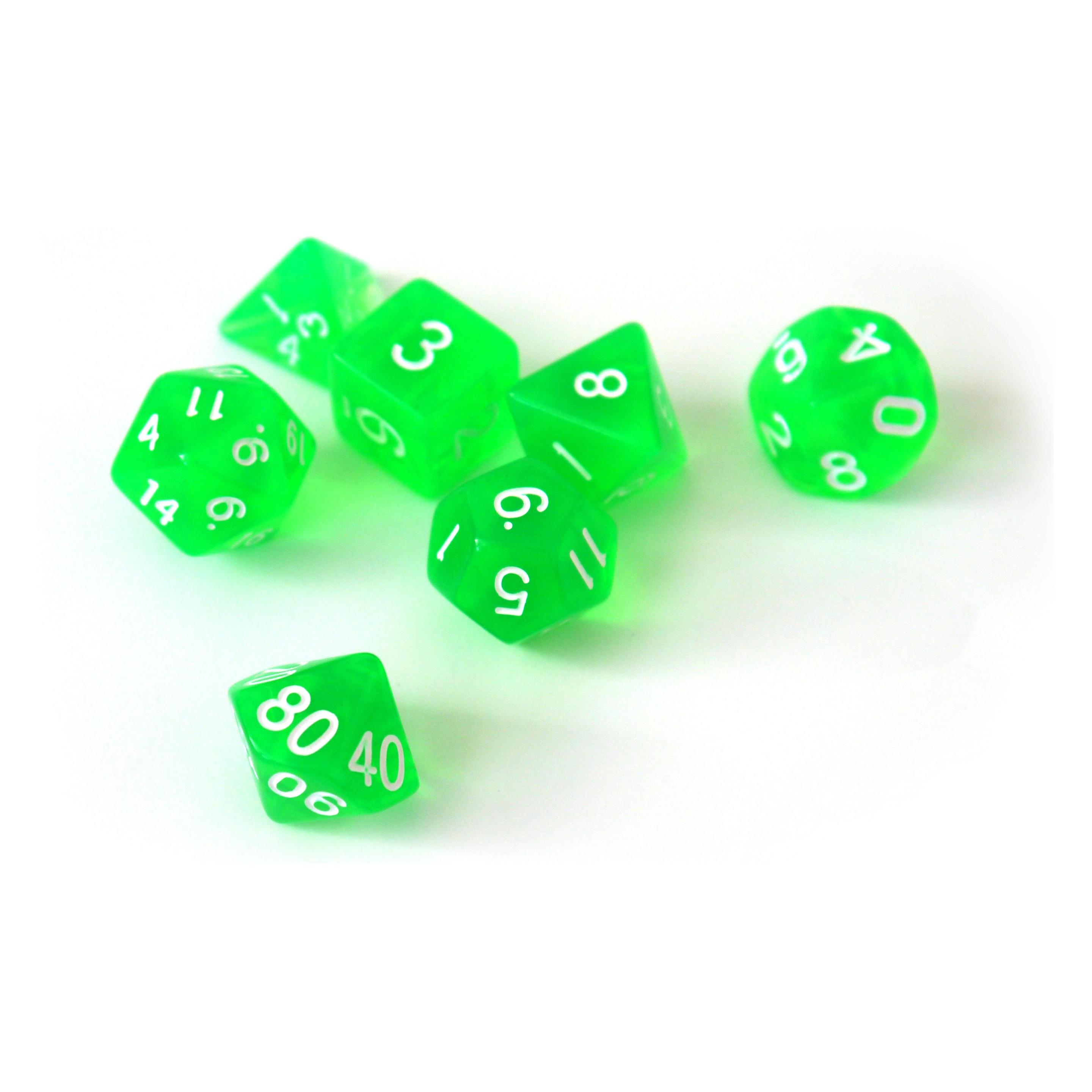 Dice4friends Würfelset Transparent: Green (7) (DIC86003)