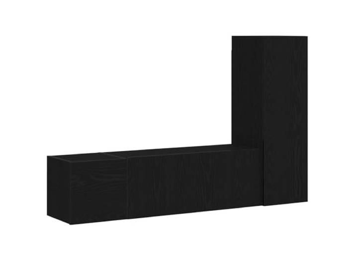 Kaorsrow 3-Teiliges TV-Schrank-Set Wandmontiert Schwarz Eichen-Optik Moderne 3-teilige Wandkombination aus Holzwerkstoff für Wohnzimmer und Unterhaltungselemente mit 5 offenen Fächern.