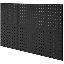 Jan Nowak Werkzeugwand Metall Lochwand PAULA 3 teilige Lochplatte | Werkzeughalter Werkzeuglochwand Werkzeugaufbewahrung 60x120x1cm Schwarz