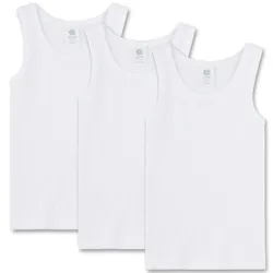 Sanetta 3er Pack Jungen Unterhemd Shirt ohne Arm Tank Top Basic - Weiß 128 (6-7 Years)