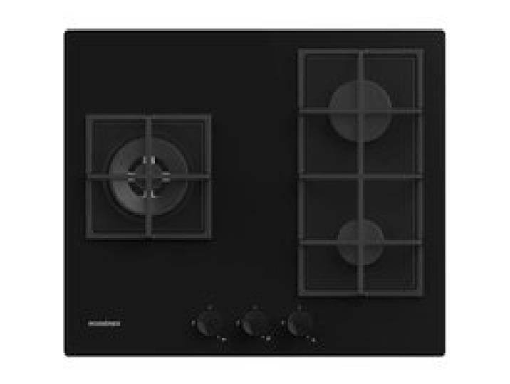 Table de cuisson gaz - ROSIERES - RVG63B4MBB/1 - 3 foyers - Allumage 1 main - Surface en verre