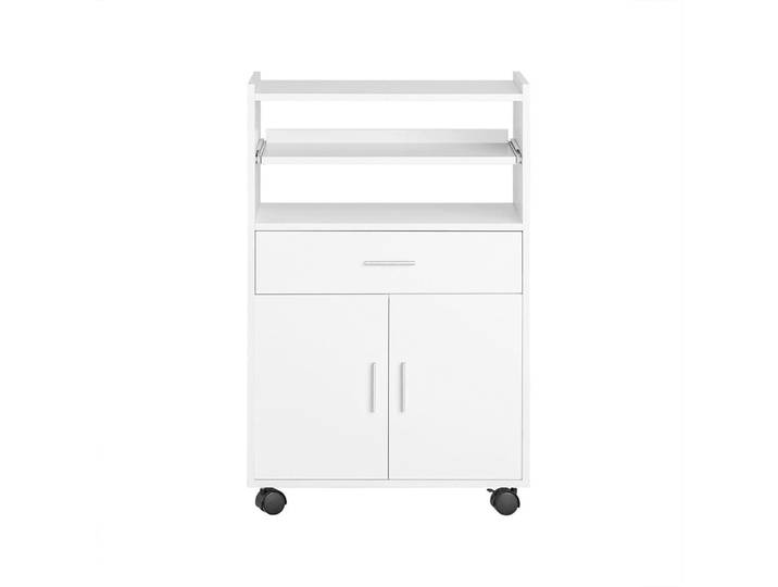 Desserte micro-onde 1 tiroir 2 portes effet bois blanc