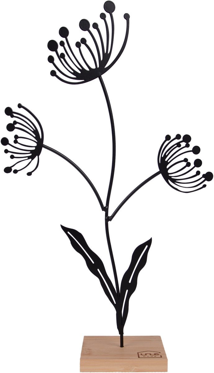 UNUS Decoratieve bloemsilhouet staander zwart klein