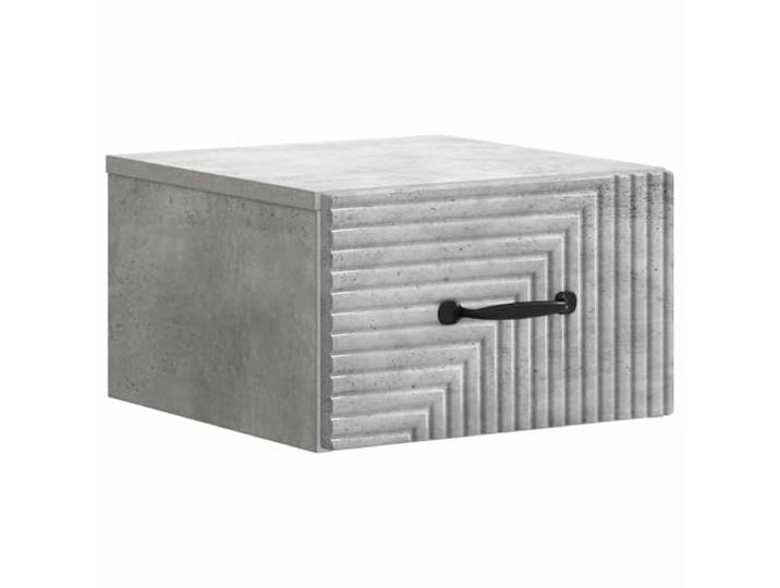 KUPTYERFG Nachttisch Wandmontiert Betongrau Holzwerkstoff 34,5x33x20 cm Platzsparender Hängeschrank für das Schlafzimmer mit Schublade und Ablagefach im modernen betongrauen Design.