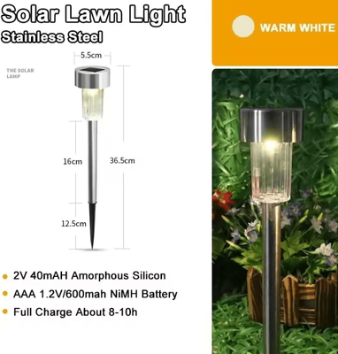 Inspire Curations 2PC Solar Ground Lights Waterproof LED Outdoor Pathway Lamps warm Light 2pcs