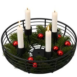 Relaxdays Adventskranz Metallschale Schwarz