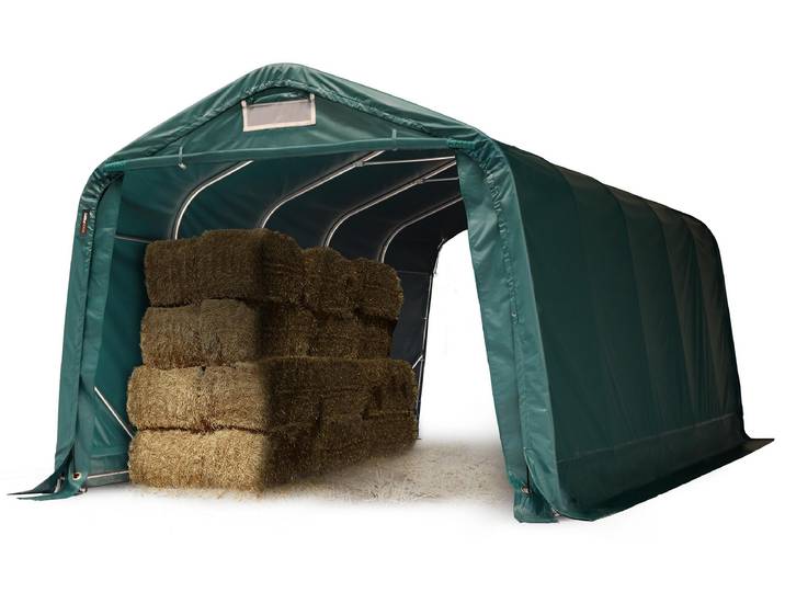 TOOLPORT Abri foin robuste 3\,3x6 m étanche bâche PVC 800N\, vert\, ancrage pour sol dur