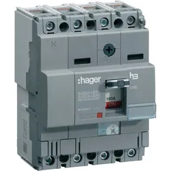 Hager HNA161H Leistungschalter h3 x160 TM ADJ 4P4D N0-100% 160A 40kA CTC