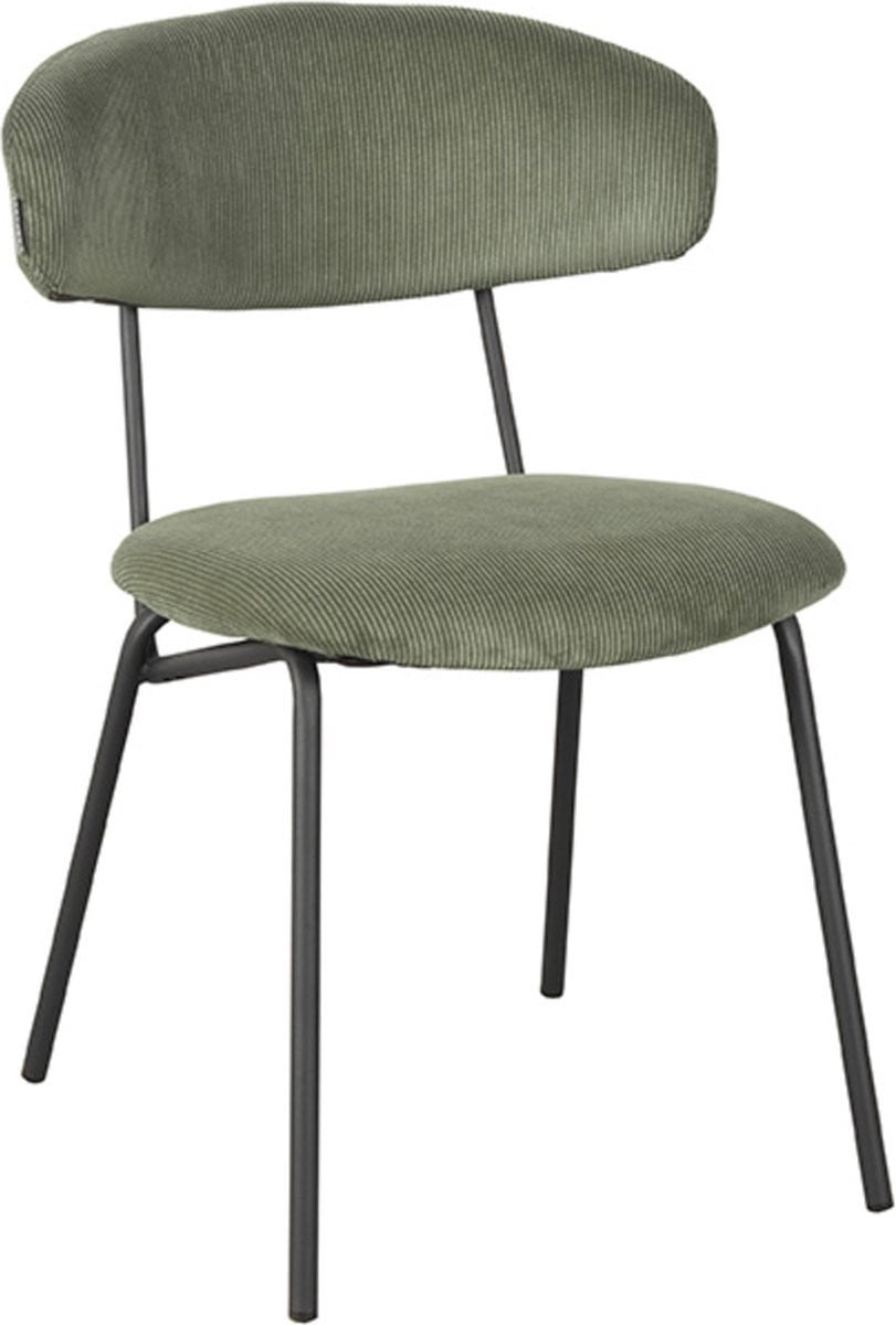 LABEL51 Zack Eetkamerstoel - Groen - Stof - Zwart Metalen Frame