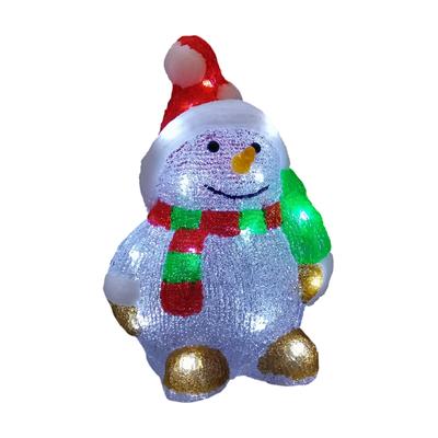 OTTO HOME LED Dekofigur "Acryl Figur GAVVEN mit warmweißen LED's", bunt (weiß,rot grün,gelb), H: 28,5cm, 1 Stk., Schneemann, Leuchten, Batteriebetrieb (3xAA) mit 6/18 Std. Timer, Zuleitung 50 cm