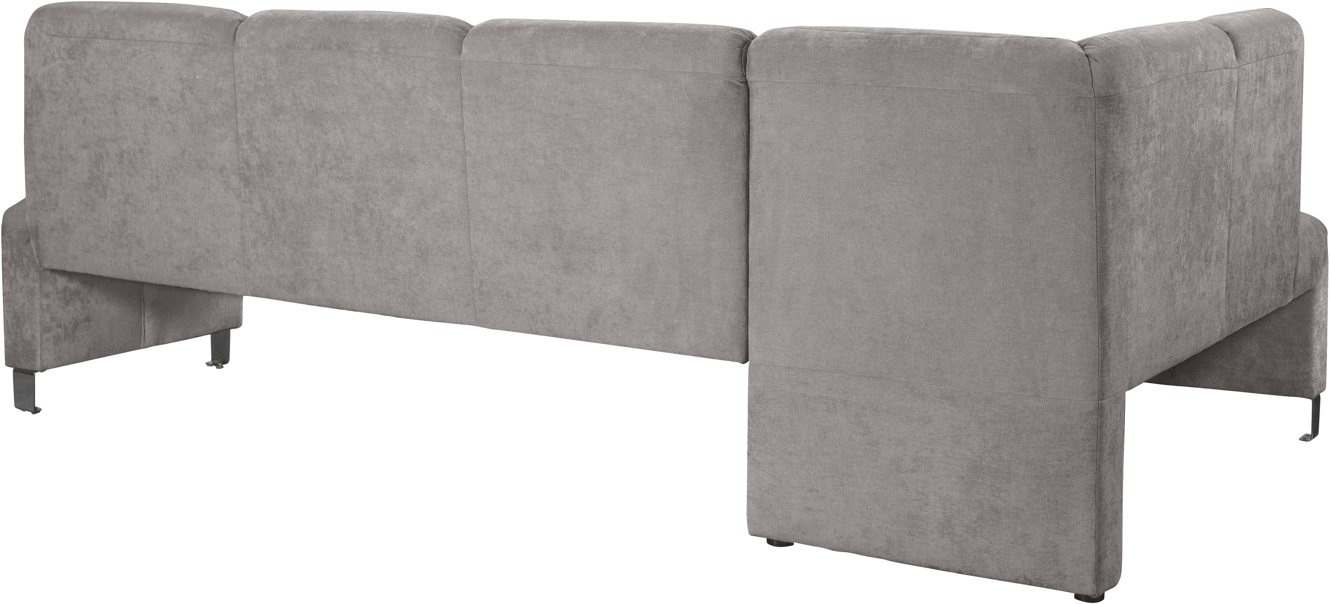 Eckbank EXXPO - SOFA FASHION "Intenso, viele Bezugsstoffe Cord, Struktur 243/158 cm (B/T)", grau (cappuccino), B:243cm H:92cm T:158cm, Zusammensetzung: Polyester 100%, Sitzbänke, Eckbank, hohe Bodenfreiheit, frei im Raum stellbar, hoher Sitzkomfort