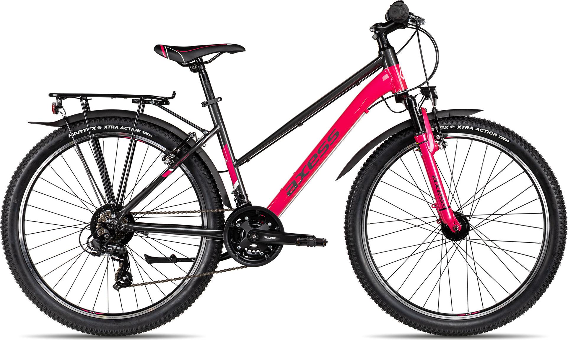 Axess Adventure 26 Trapez Jugendfahrrad mit Federgabel & Straßenausstattung 26 Zoll Rosa 48 cm