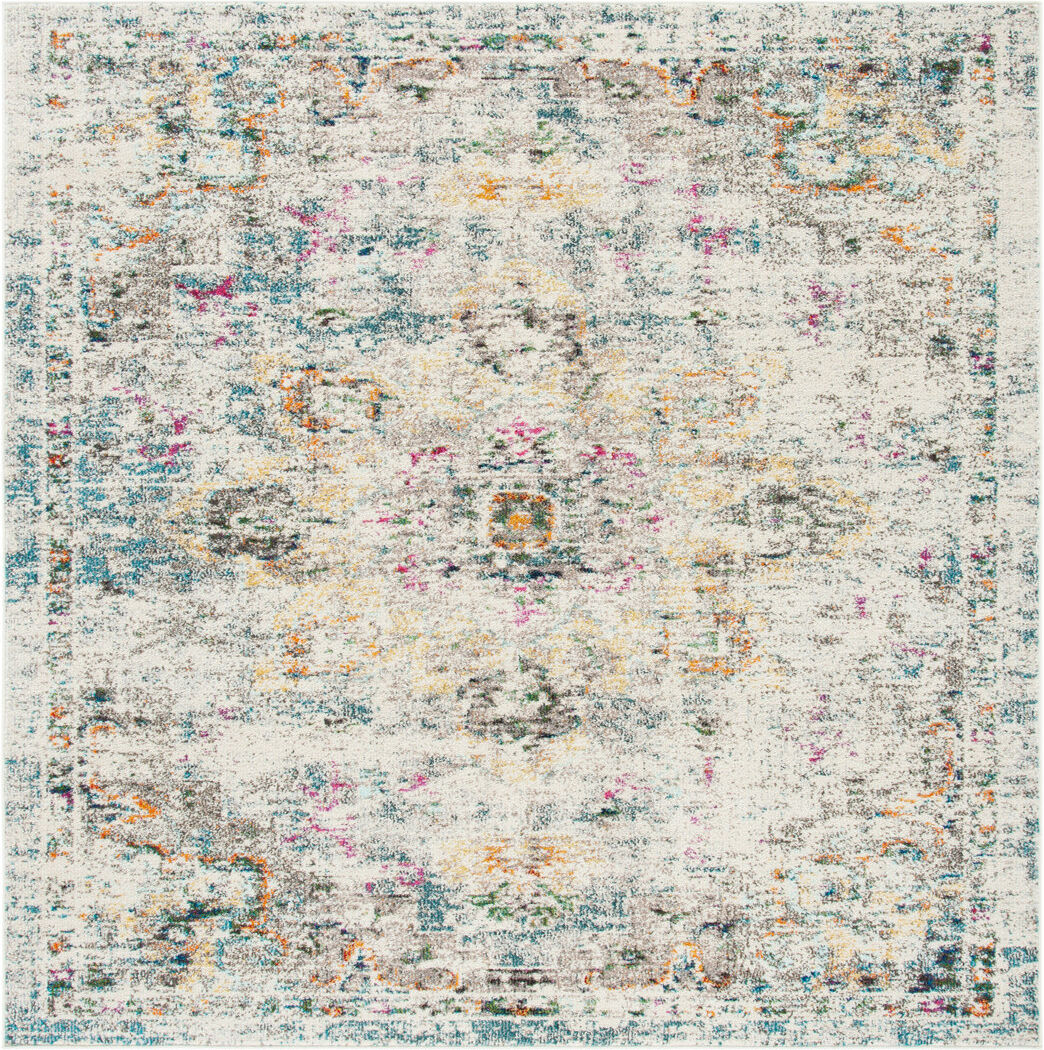 Mistana Bazzinotti Oriental Cotton Area Rug Gray Square 244 cm