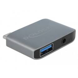 Delock USB-C®, Audio Adapter [1x USB-C® Stecker - 1x Klinkenbuchse 3.5 mm, USB 3.0 Buchse A] 63965 0 m