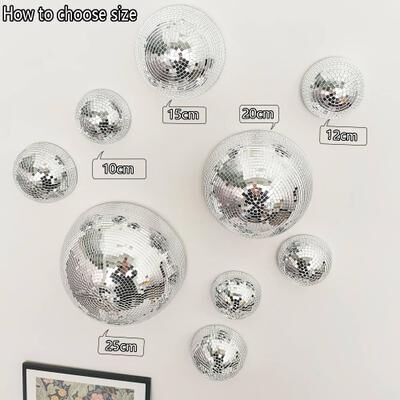 Inspire Essentials Half Disco Ball Wall Mirror Decor Metallic Reflective Art For Modern Interiors 10