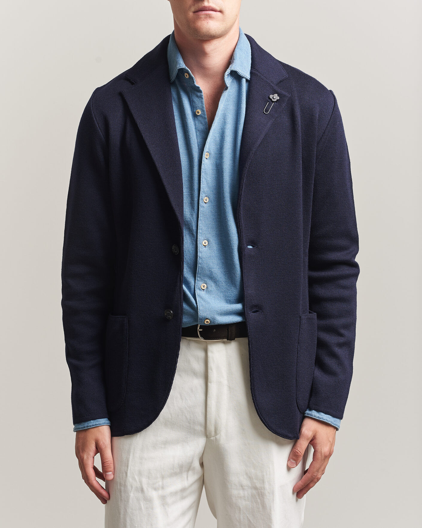 Lardini Knitted Wool Blazer Navy men S Blå