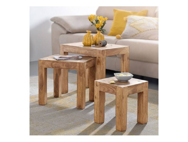 freiraum Satztisch MUMBAI, (3-teilig) in Akazie, Massivholz - 50x45x36cm (BxHxT)