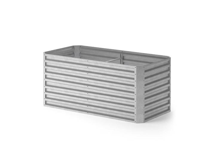 OK-Living Hochbeet Silber 180 x 90 cm, Silberfarben, Metall, Rechteckig, 180x80x90 cm, Gartenzubehör, Hochbeete