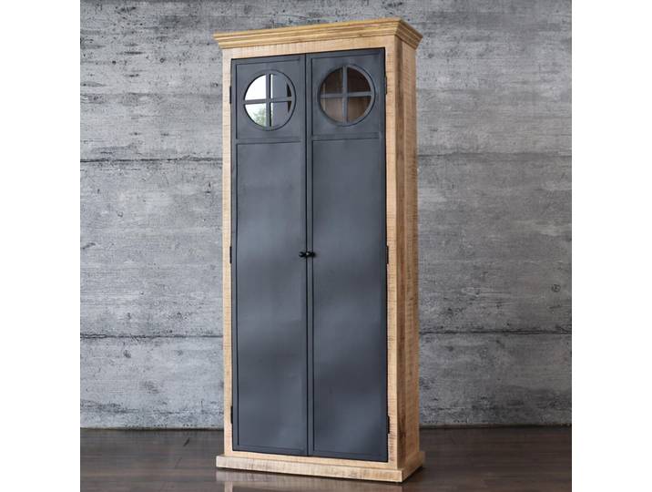 Schrank 90cm Industrial DEU Regalschrank massiv Mangoholz & Eisen