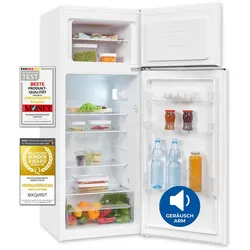 Exquisit Kühl-Gefrierkombination, Kühlschrank mit Gefrierfach, 4-Sterne-Gefrieren, 206 Liter, KGC5270-45-040D weiss