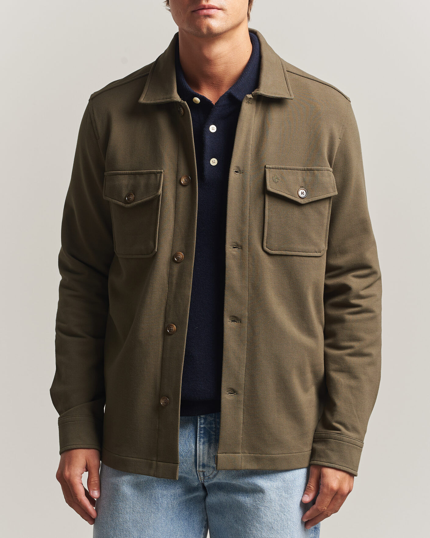 Morris Andrew Jersey Overshirt Olive men M Grøn