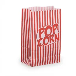 Relaxdays Popcorntüten, 48er Set, gestreift, Retro-Optik, Kino, Filmabend Zubehör, Papier, Popcornbehälter, rot/weiß