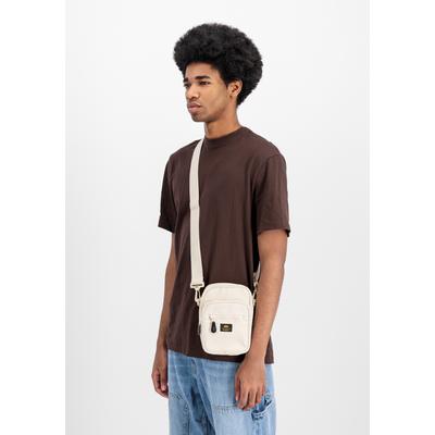 Umhängetasche ALPHA INDUSTRIES "Label Messenger Bag S", weiß (vintage weiß), Obermaterial: 100% Polyester. Futter: 100% Nylon, Taschen Umhängetasche