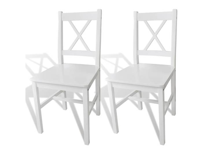 vidaXL Esszimmerstühle 2er set Weiß Kiefernholz, Holz, Rechteckig, 45.5x85.5x41.5 cm, Esszimmer, Stühle