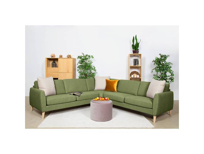 Canapé d’angle Kustavi Vert/Vert olive Tissu structuré 269cm Scandi