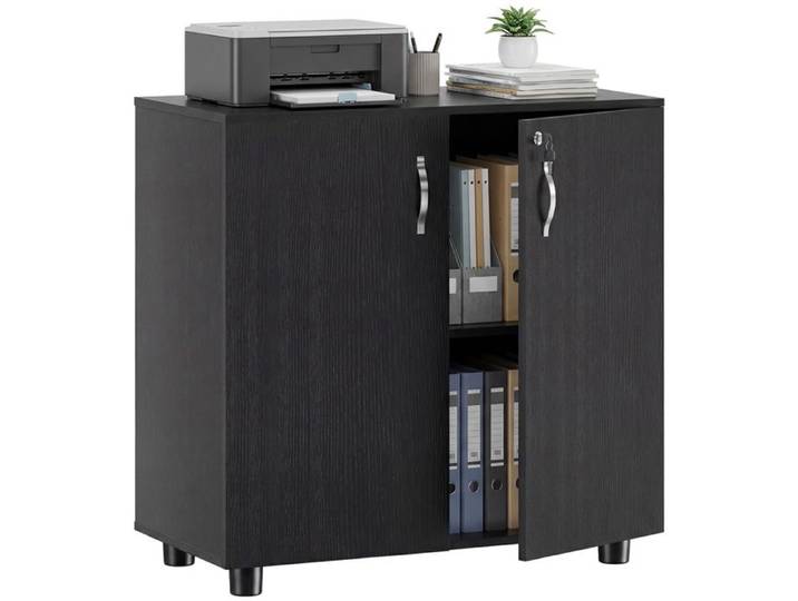 Armoire bureau verrouillable 2 portes étagère noire 80x40x80 cm