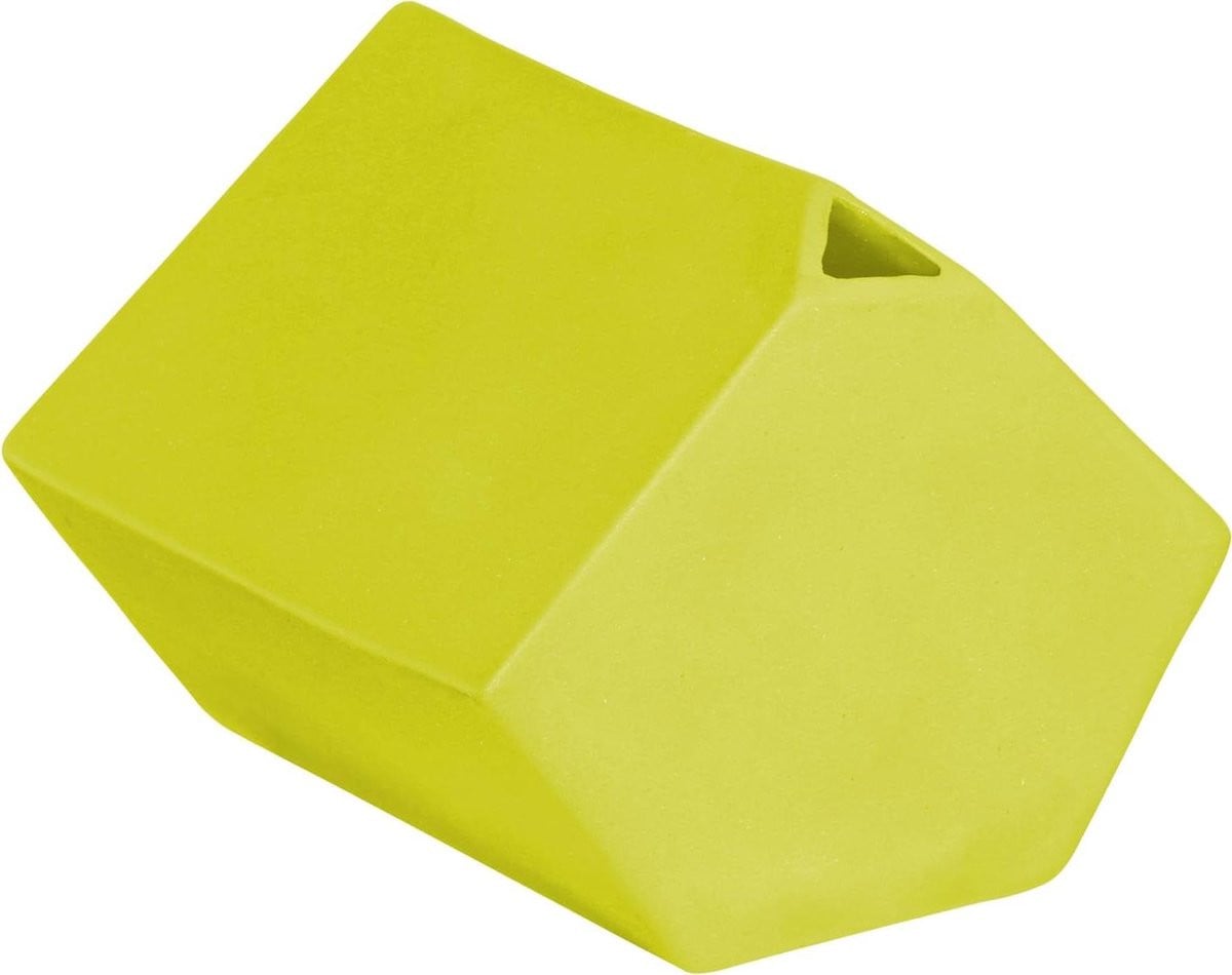 Limoengroene Hoekige Decoratieve Vaas met Strak Design - B/D/H: 9 x 9 x 7 cm